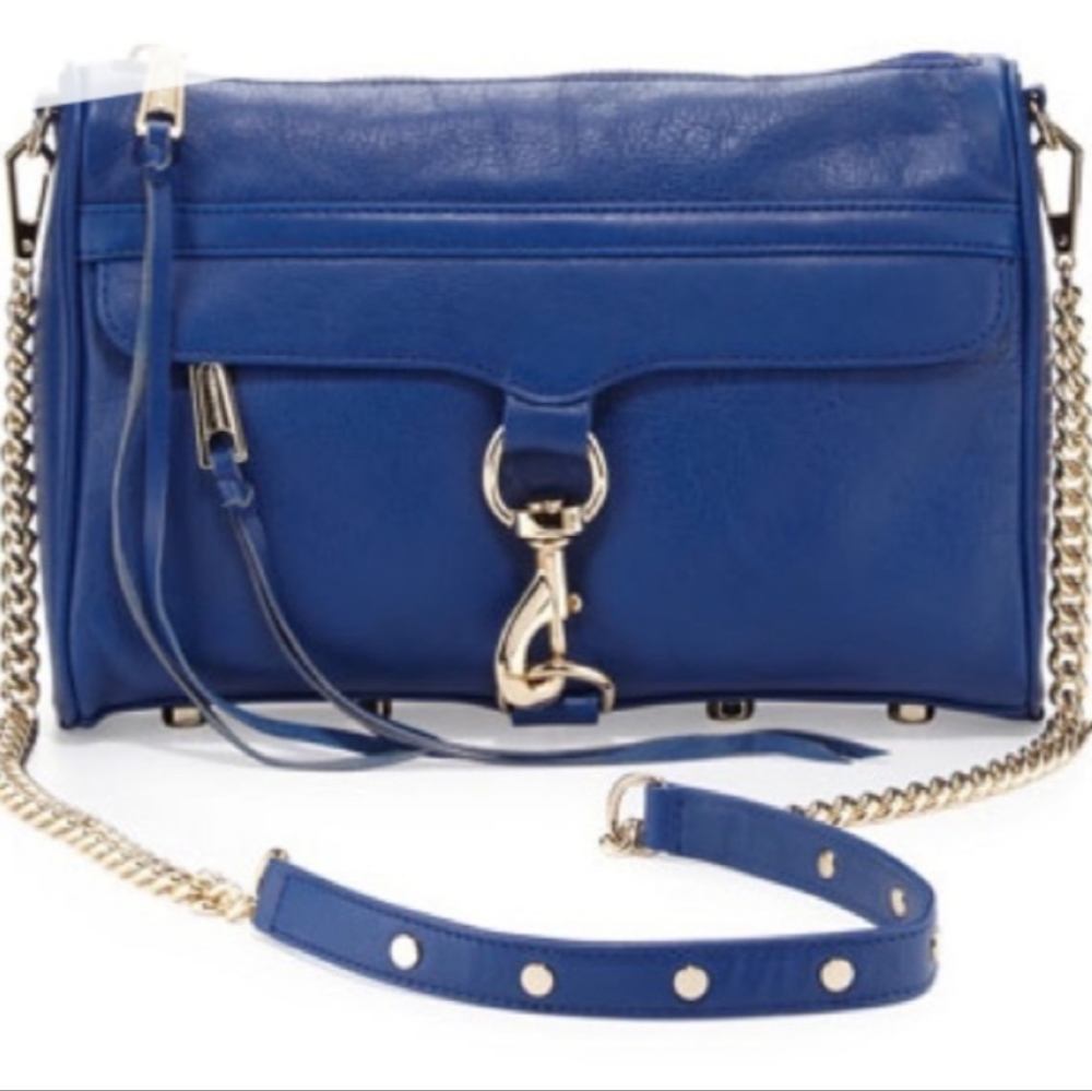 Rebecca minkoff mini MAC crossbody bag. Gold hardware + blue leather